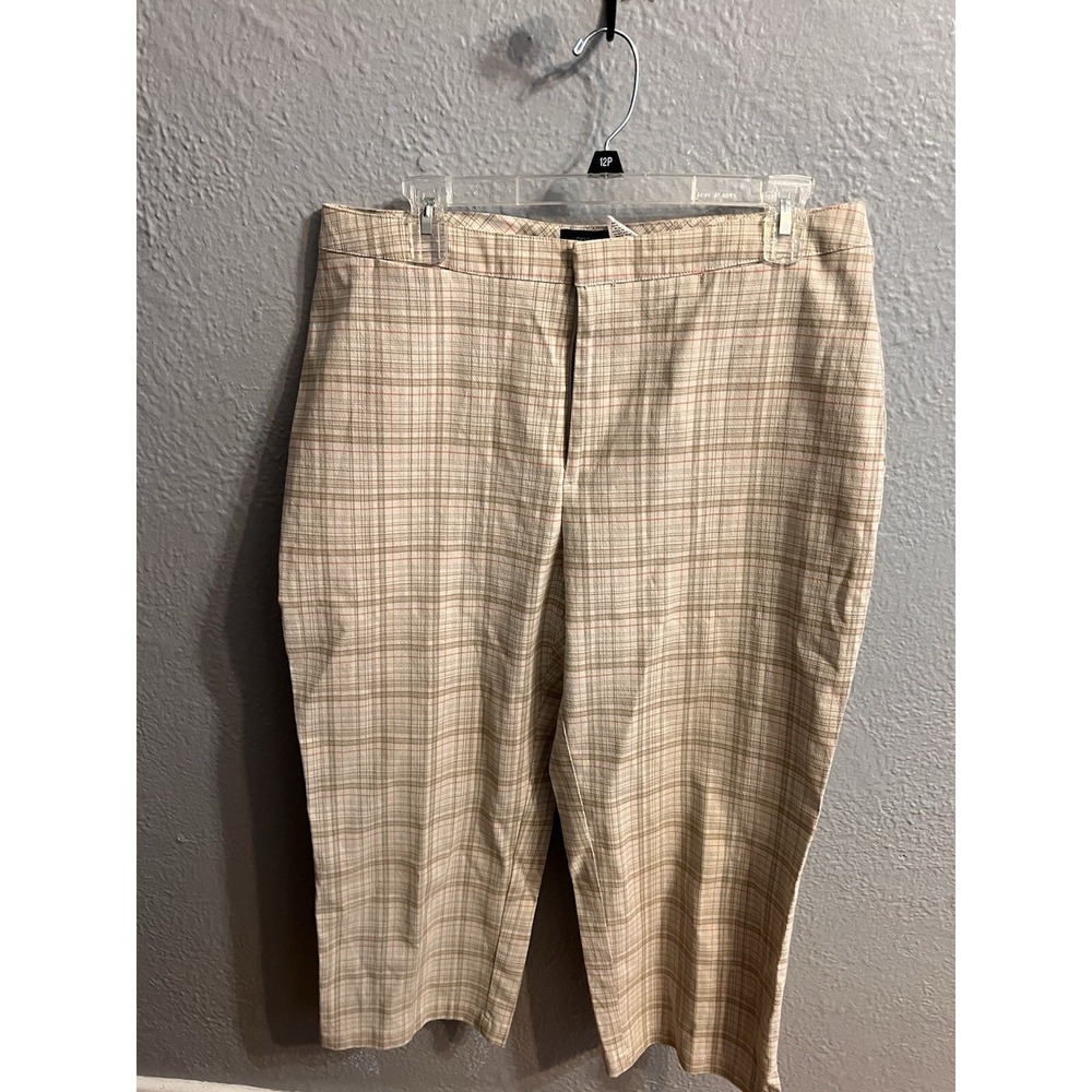 Ladies Dockers‎ Stain Defender Beige Plaid Capri Size 14